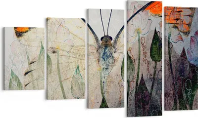 Produktbild von Bild auf Leinwand - Leinwandbild - Schmetterling Abstraktion - 100x60cm - Wand Bild - Wanddeko - Leinwanddruck - Bilder - Kunstdruck - Wanddekoration - Leinwand bilder - Wandkunst - EG100x60-4081