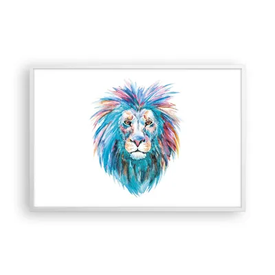 Produktbild von Gerahmtes Poster - Weißer Rahmen - Bunt Löwe Mähne - 91,5x61 cm - Wand Bild - Wanddeko - Wandbilder - Kunstposter - Wandposter - Bilderrahmen - Bilder - Kunstdruck - Wandbild - P2WAA91x61-4250