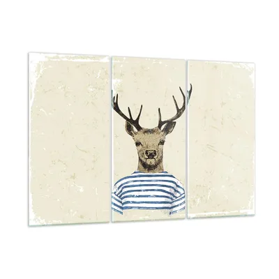 Produktbild von Bilder auf glas - 3 Teile - Hipster Anthropomorphismus Hirsch - 105x70cm - Glasbilder - Wandbilder - Bilder - Wanddekoration aus Glas - Glas Bilder - Wandbild auf Glas - GCE105x70-4227