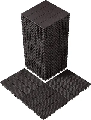 Immagine prodotto di Piastrelle per terrazze ad incastro, confezione da 36, 30 x 30 cm, impermeabili per verande, marrone scuro
