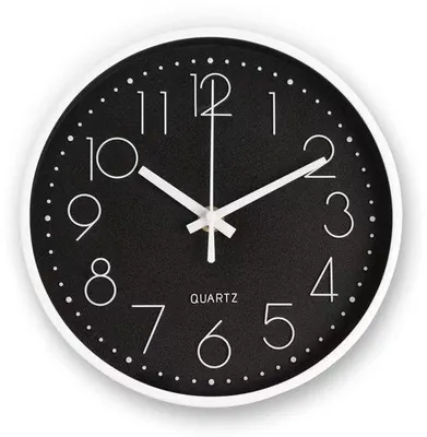 Image de Horloge murale moderne noire, 20 cm/8 pouces, silencieuse, sans tic-tac, pour le bureau, le salon, la cuisine, l'école ou la chambre d'enfant