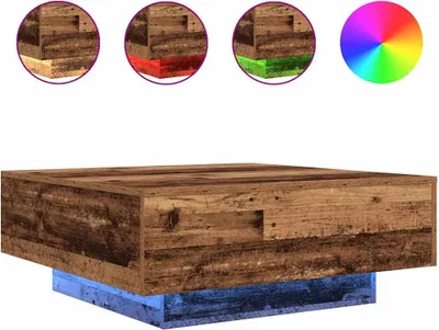 Image de Table Basse à Leds Bois Ancien 80X80X31 Cm Lumarko !