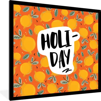 Produktbild von MuchoWow® Gerahmtes Poster Zitrone - Blätter - Sommer 40x40 cm - Poster mit Schwarzem Bilderrahmen Wandposter Rahmen Foto Bilder - Mit Rahmen - Wanddekoration Schlafzimmer