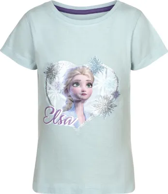 Produktbild von Die Eiskönigin Elsa Mädchen T-Shirt mit Glitzerprint – Sommer Kurzarmshirt : 110 cm / ca 5 Jahre Größe: 110 cm / ca 5 Jahre