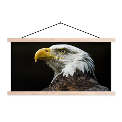 Produktbild von MuchoWow® Textilposter Adler - Vogel - Augen - Schnabel 120x60 cm mit holzfarbenen Rahmen - Klemmleiste
