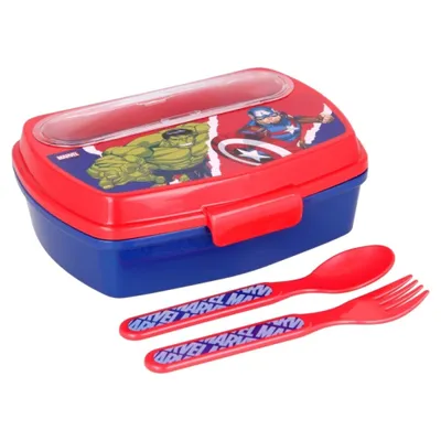 Produktbild von Avengers Kinder Lunchset aus Brotdose, Gabel & Löffel 3-teiliges