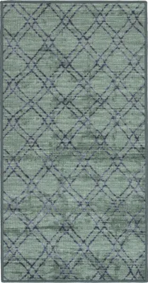 Produktbild von Teppich Läufer Flur - 80x150 cm - Grün - Rutschfest - Läufer für die Küche - Rautenmuster