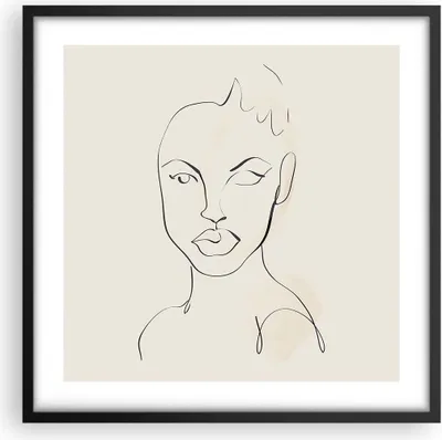 Produktbild von Gerahmtes Poster - Schwarzer Rahmen - Porträt Afro Skizze - 50x50 cm - Wand Bild - Wanddeko - Wandbilder - Kunstposter - Wandposter - Bilderrahmen - Bilder - Kunstdruck - P2BAC50x50-4489