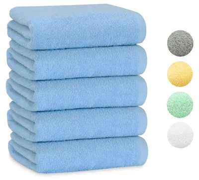Produktbild von 5er Set Duschtuch, 100% Baumwolle, 70x140 cm, hellblau