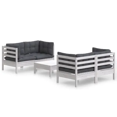 Produktbild von 5-tlg. Garten-Lounge-Set mit Anthrazit Kissen Kiefernholz