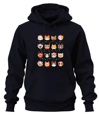 Zdjęcie produktu dla Cats Christmas Festivities - Świąteczny prezent Świąteczna bluza z kapturem Uni , Navy, M