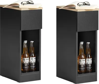 Produktbild von SoBuy  Nachttisch 2er Set mit Schublade für Boxspringbett oder Sofatisch, 2 Stück, Beistelltisch, schmaler Telefontisch, Nachttisch