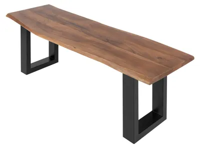 Produktbild von Sitzbank Baumkante 160 cm nussbaum massiv Akazie schwarz