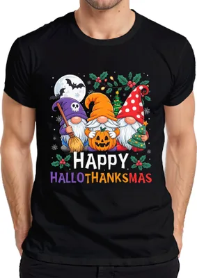 Immagine prodotto di Maglietta da uomo Gnome Happy HalloThanksMas Halloween Pumpkin Christmas Gift, nero, XXL
