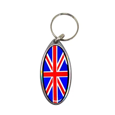 Image de Porte-clés pour moto, Union Jack, Ovale Argent
