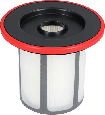 A close-up studio shot of a vacuum cleaner filter.