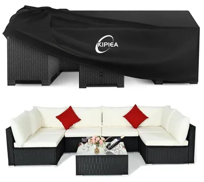 Image de Housse de protection pour mobilier de jardin, imperméable, résistante aux intempéries, en Oxford 420D, dimensions : 226 x 226 x 71 cm