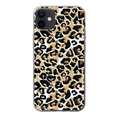 Produktbild von MuchoWow® Handyhülle Schutzhülle Hülle für iPhone 12 mini Tierdruck - Panther - Braun - Aquarell Silikon Softcase Handy Hülle - Bild