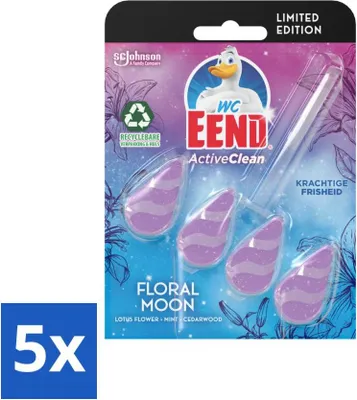 Immagine prodotto di Toilet Duck - Active Clean Floral Moon - Blocchetto da toilette - Fragranza: Loto, Menta e Legno di Cedro - 38 gr - Value Pack - 5 pezzi