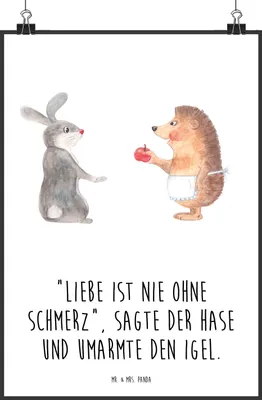 Produktbild von Mr. & Mrs. Panda Bild Hase Igel DIN A0 - Weiß - Geschenk, Trösten, Liebe Spruch, Kunstdruck, und, Posterdruck, Lustige Sprüche, Herzschmerz, drucke, grafikposter, Plakat