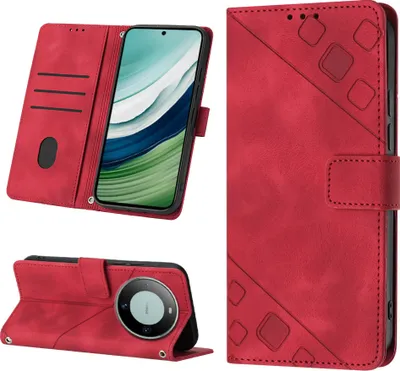 Produktbild von Hülle für Huawei Mate 60 Prägung Flip Leder Brieftasche Schutzhülle mit Ständer Rot