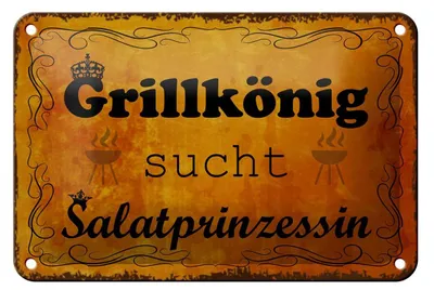 Produktbild von Blechschild Spruch 18x12cm Grillkönig Salatprinzessin