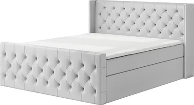 Produktbild von Boxspringbett BOKO 140x200 mit 2 Bettkästen, Bonell-Matratze und Topper. Dekorative Stifte an den Seiten der Kopfstütze. Bett Komplett-Set mit Matratze,Bettkasten & Kopfteil. Stoff Eko Cayenne. Elegantes Bett mit massives Kopfteil.