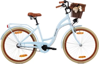 Produktbild von Goetze Style 26 Zoll City Bike, 17 Zoll ALU Tiefeinsteigerrahmen, 3-Gang Shimano Nexus, V-Bremse, LED-Beleuchtung, Komfortsattel, Rattankorb