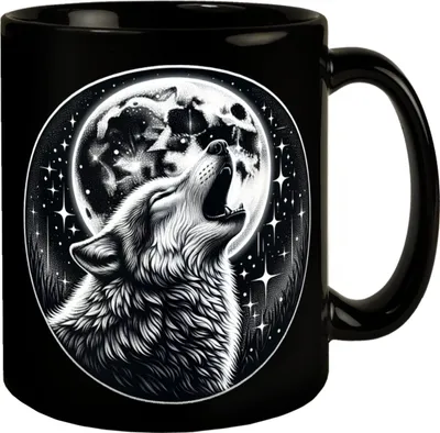 Produktbild von Heulender Wolf Tasse in Schwarz