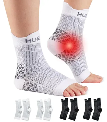 Produktbild von Kompressionsstrümpfe Knöchelbandage Fußbandage - Größe M - Schwarz und Weiß - Set mit 4 Socken - Für Sport und Alltag
