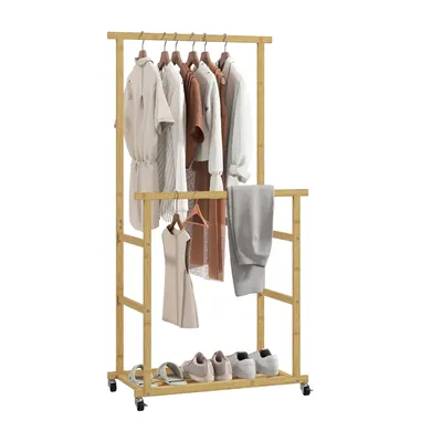 Produktbild von Kleiderständer, freistehende Kleiderständer, Schuhregale，Garderobenständer mit Kleiderstange，80 x 40 x 160 cm