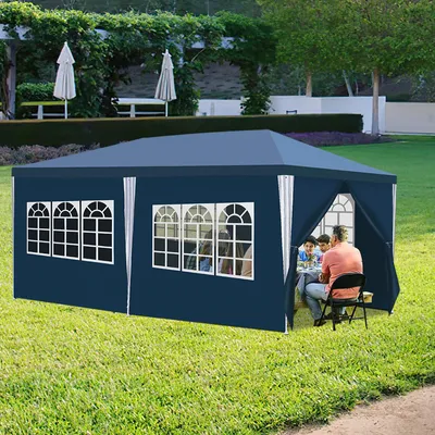 Immagine prodotto di TolleTour gazebo matrimoni - Tenda da giardino festosa in struttura d'acciaio, ideale per matrimoni Blu 3x6m