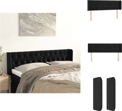 Produktbild von vidaXL Kopfteil mit Ohren Schwarz 147x16x78/88 cm Samt -  Kopf- & Fußenden