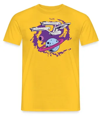 Produktbild von Spreadshirt Star Trek The Original Series Enterprise Planet Männer T-Shirt, M, Gelb