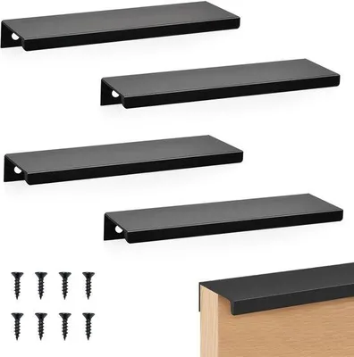 Image de Poignées de meubles noires, 120 mm, lot de 4