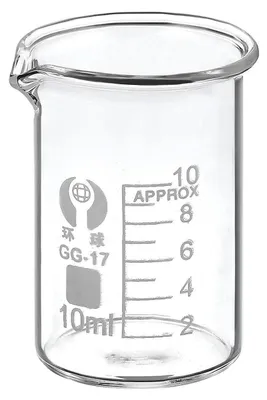 Immagine prodotto di Bicchiere graduato da 10 ml in vetro borosilicato, con scala e beccuccio, resistente al calore fino a 400°C