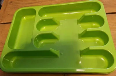 Productafbeelding van Kunststof bestekbak - bestekhouder 5-vaks groen 24.5 x 32.5 cm - Keukenlade- besteklade - inzetbak