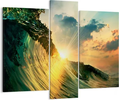 Produktbild von Bild auf Leinwand - Leinwandbild - Meer Welle Wasser - 95x80cm - Wand Bild - Wanddeko - Wandbilder - Leinwanddruck - Bilder - Kunstdruck - Wanddekoration - Leinwand bilder - Wandkunst - CB95x80-3943