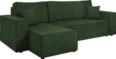Produktbild von MIRJAN24 Ecksofa Karl Cord mit Bettkasten und Schlaffunktion, Seite universal, Rückenlehne in Form beweglicher Kissen (Farbe: Poso 14)