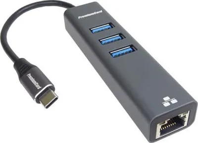 Obrázok produktu pre PremiumCord Adapter USB-C na Gigabit 10/100/1000Mbps + 3x USB3.0 konektor