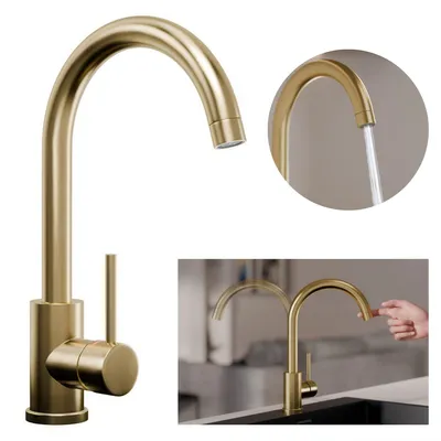 Produktbild von PRIMAGRAN Küchenarmatur 5010, 360° drehbar, Hochdruckarmatur, Edelstahl Gold