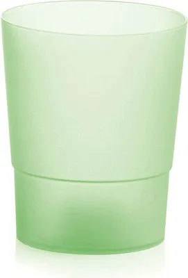 A light green, frosted plastic pot for orchids.