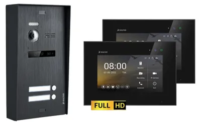 Produktbild von BALTER EVO-HD Aufputz Video Türsprechanlage 2-Draht BUS für 2-Familienhaus 2x 7" Touchscreen Monitor Schwarz-Schwarz-ohne WiFi