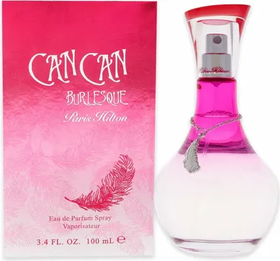 A perfume bottle and its packaging are displayed against a white background.