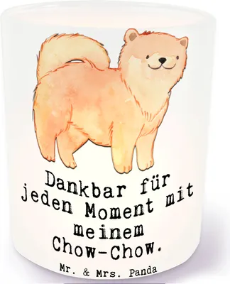 Produktbild von Mr. & Mrs. Panda Glas Windlicht Chow-Chow Moment - Transparent - Geschenk, Draußen, aus, Teelichthalter, Kerzenhalter, Asiatischer Spitz
