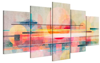 Produktbild von LUMASOUL Leinwand Bilder 5-teilig - Leinwandbild Abstrakt Motiv - Wandbilder Holzrahmen und Webstuhl Wohnzimmer und Schlafzimmer - Bilder 200x100 cm Abstrakt 21