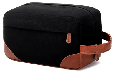 Produktbild von Groß Reise Kosmetiktasche für Herren - Leichte Kulturbeutel zum Aufhängen Wasserdicht Kulturtasche mit Rasierfach Make Up Tasche für Reisen Toilettenartikel Zubehör - Schwarz