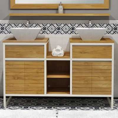 Immagine prodotto di Teako Design Lavabo Marcia in legno di teak per lavabo da appoggio 140x55cm