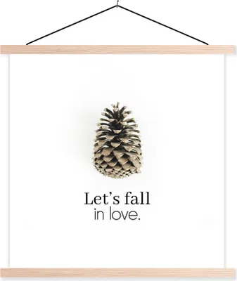 Produktbild von MuchoWow® Textilposter Herbst - Zitat - Tannenzapfen 40x40 cm mit holzfarbenen Rahmen - Posterleiste