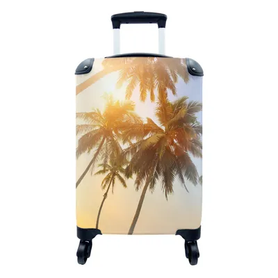 Produktbild von MuchoWow® Koffer Handgepäck Trolley Rollkoffer Kleine Reisekoffer mit 4 Rollen - Palme - Sonne - Sommer - Tropisch - Cabin Size < 55x40x23 cm & 55x40x20 cm - Fotokoffer - Kabinenkoffer - Boardgepäck - Reise-Box - Reisekoffer - Reisegepäck - Koffer mit Bild - Trolley für Kinder